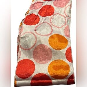 Orange and pink polka dot silk scarf